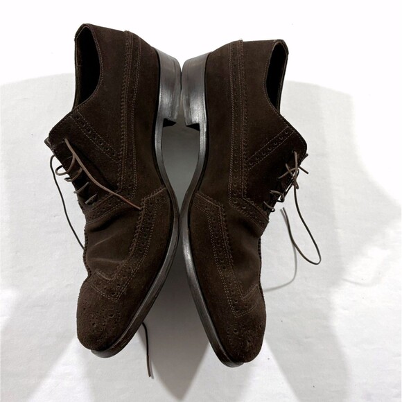 PRADA Authentic Brown Suede Derby Moro Dress Lace Shoes Wingtip Designer Sz 8 main image 4